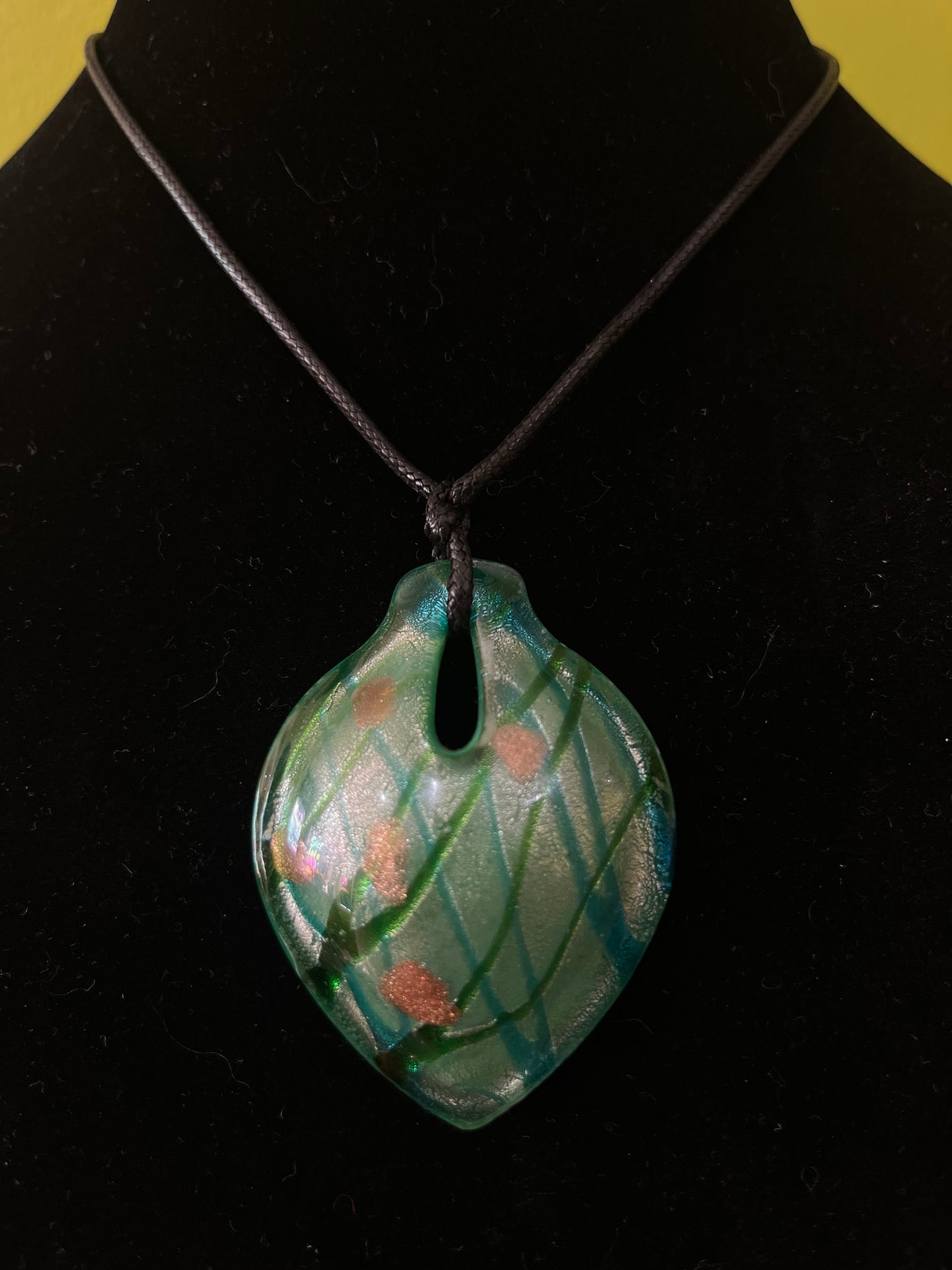 Green Tea Vintage Glass Pendant Necklace