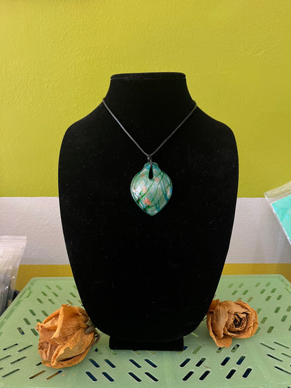 Green Tea Vintage Glass Pendant Necklace
