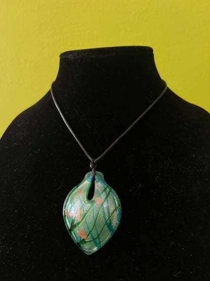 Green Tea Vintage Glass Pendant Necklace