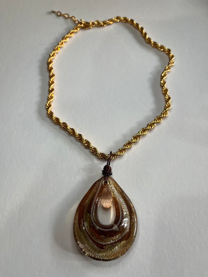 Caramel Drop Gold Chain Necklace