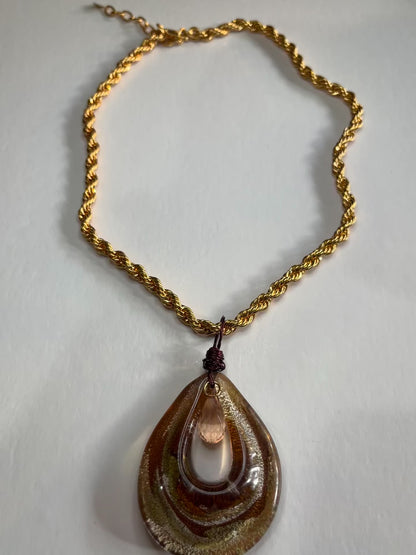 Caramel Drop Gold Chain Necklace